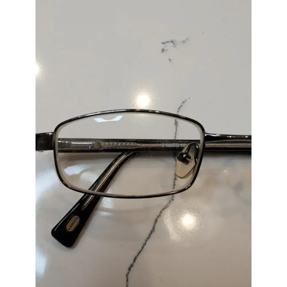 D’Amato Eyeglasses Frame Full Rim Rectangular Black Metal Optical Glasses Only